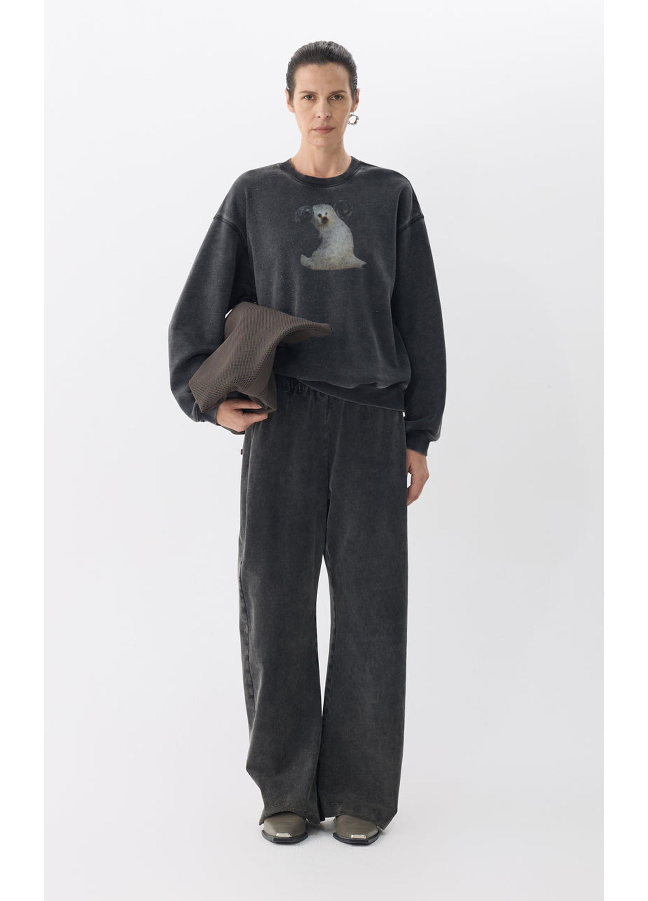 Felpa con cappuccio donna con motivo retrò di cane