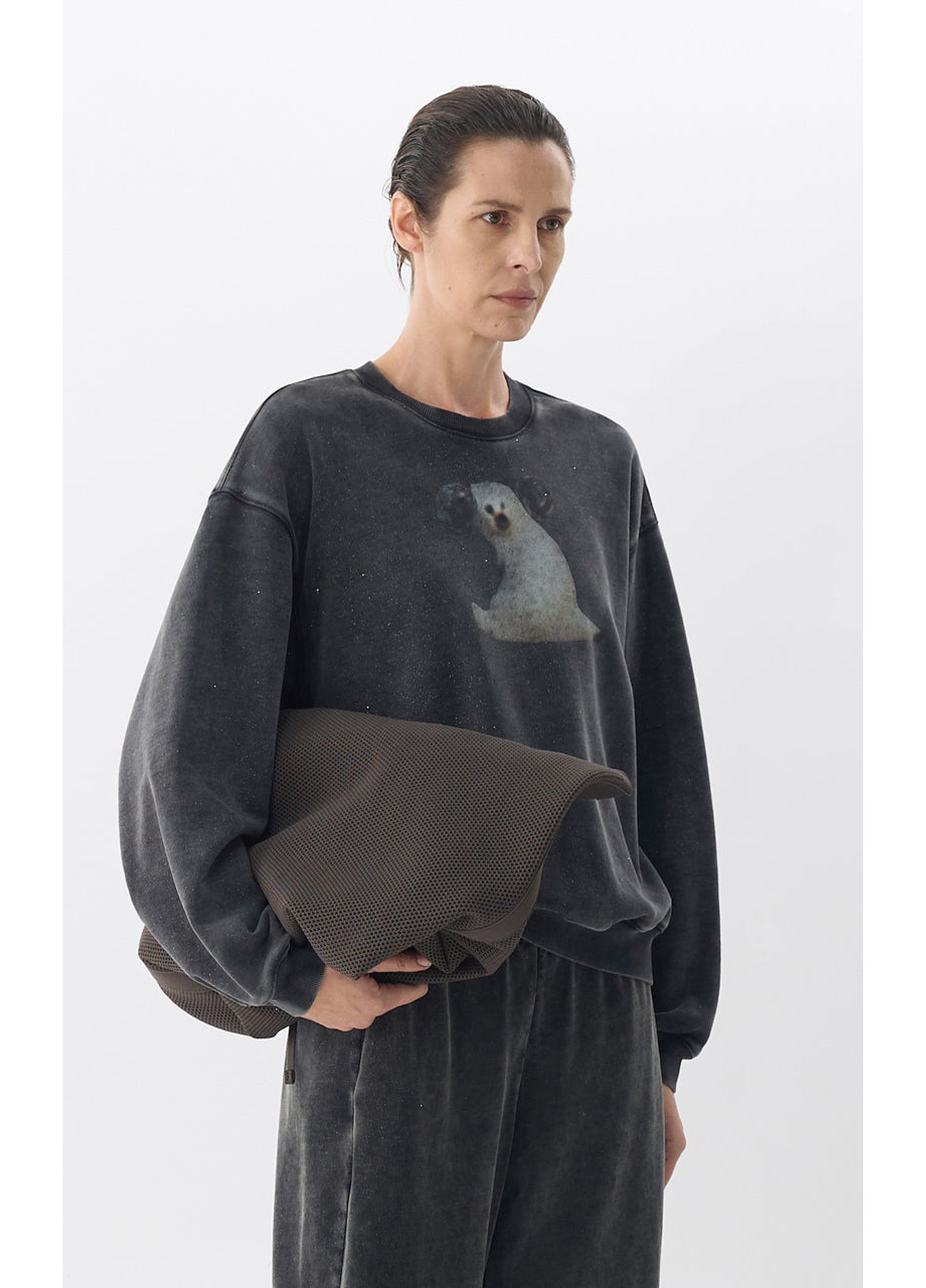 Felpa con cappuccio donna con motivo retrò di cane