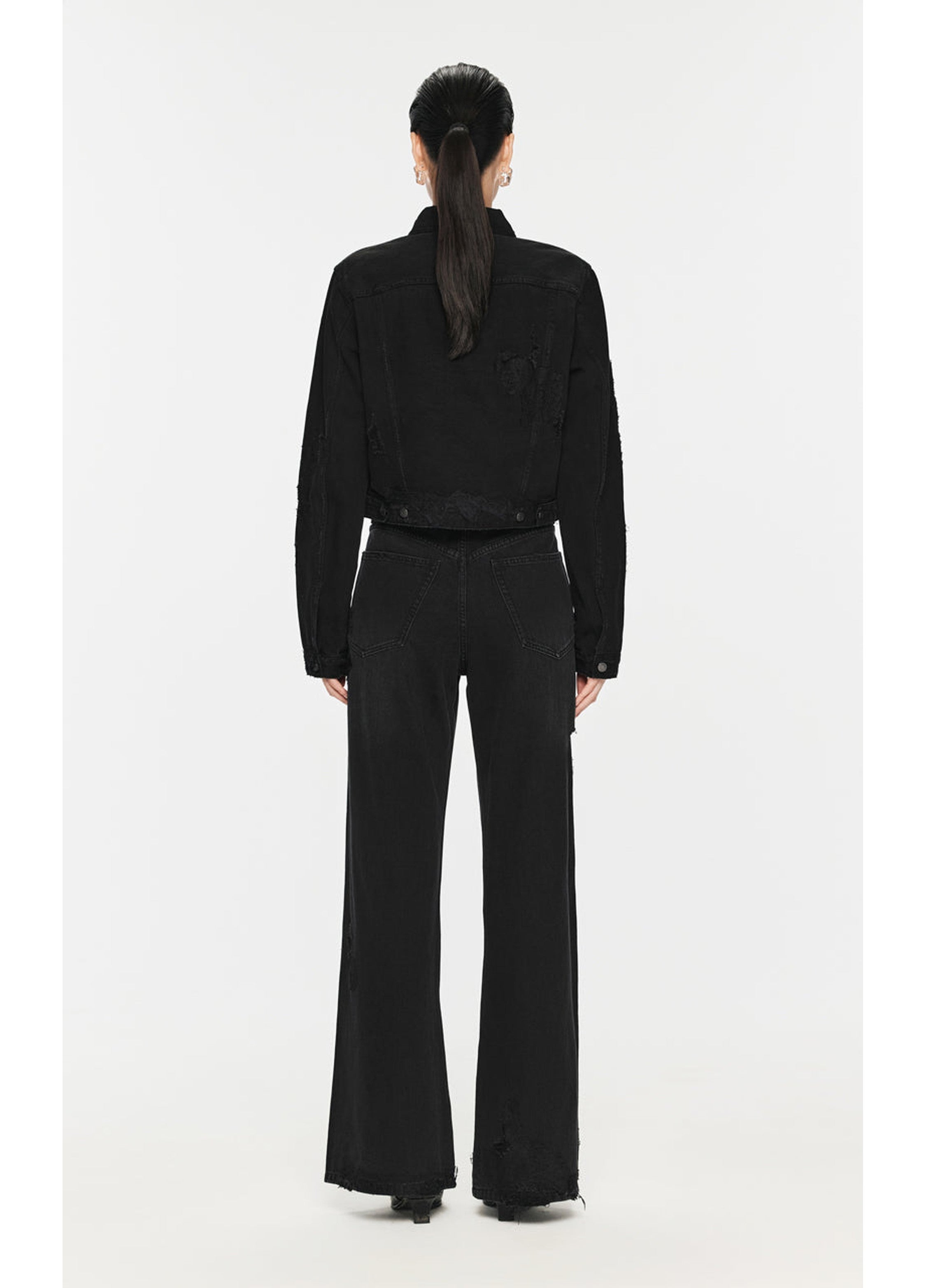 Jeans a gamba larga effetto consumato/lavato