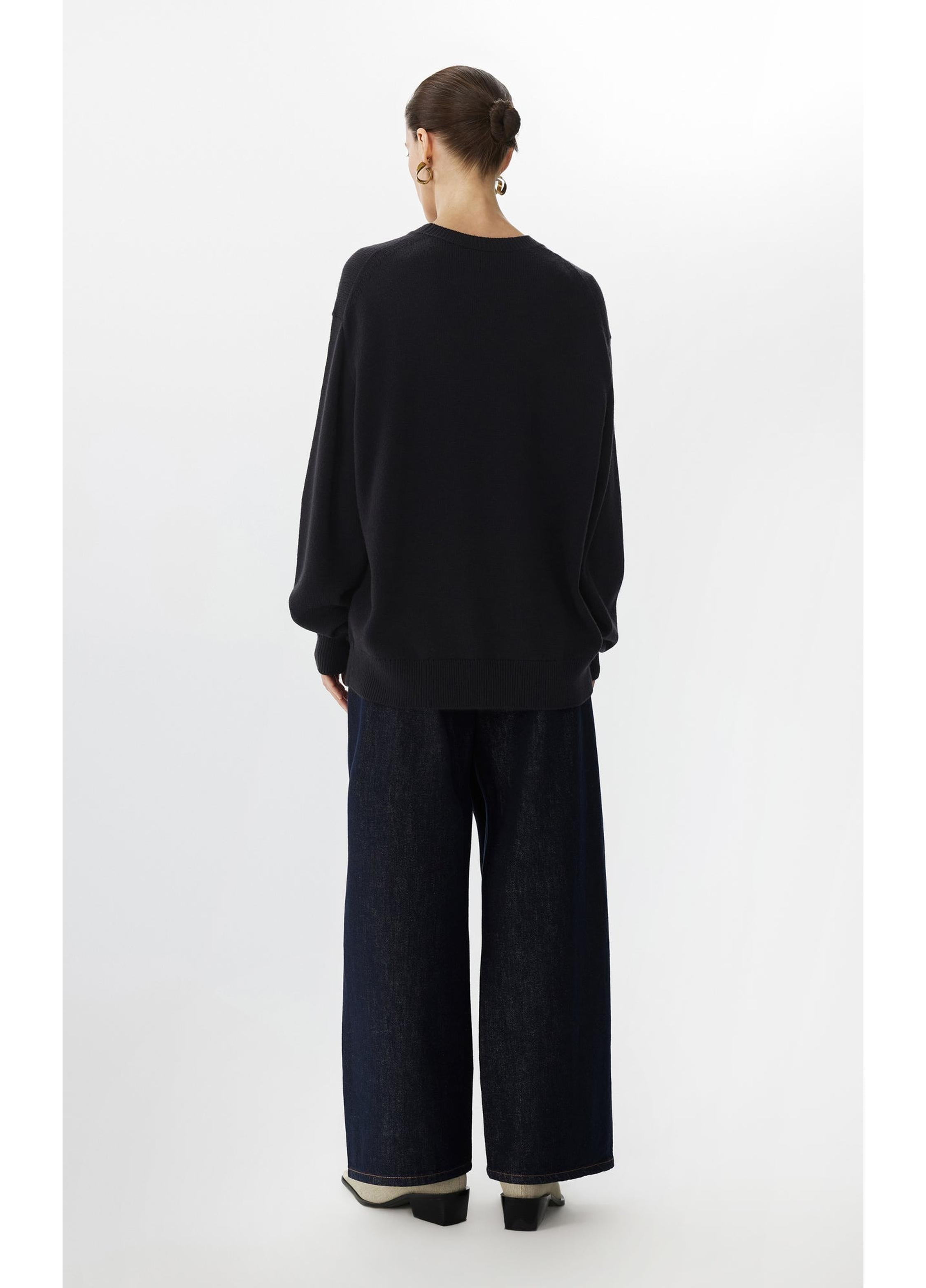 Maglione a maniche lunghe ampio con stampa di gatto