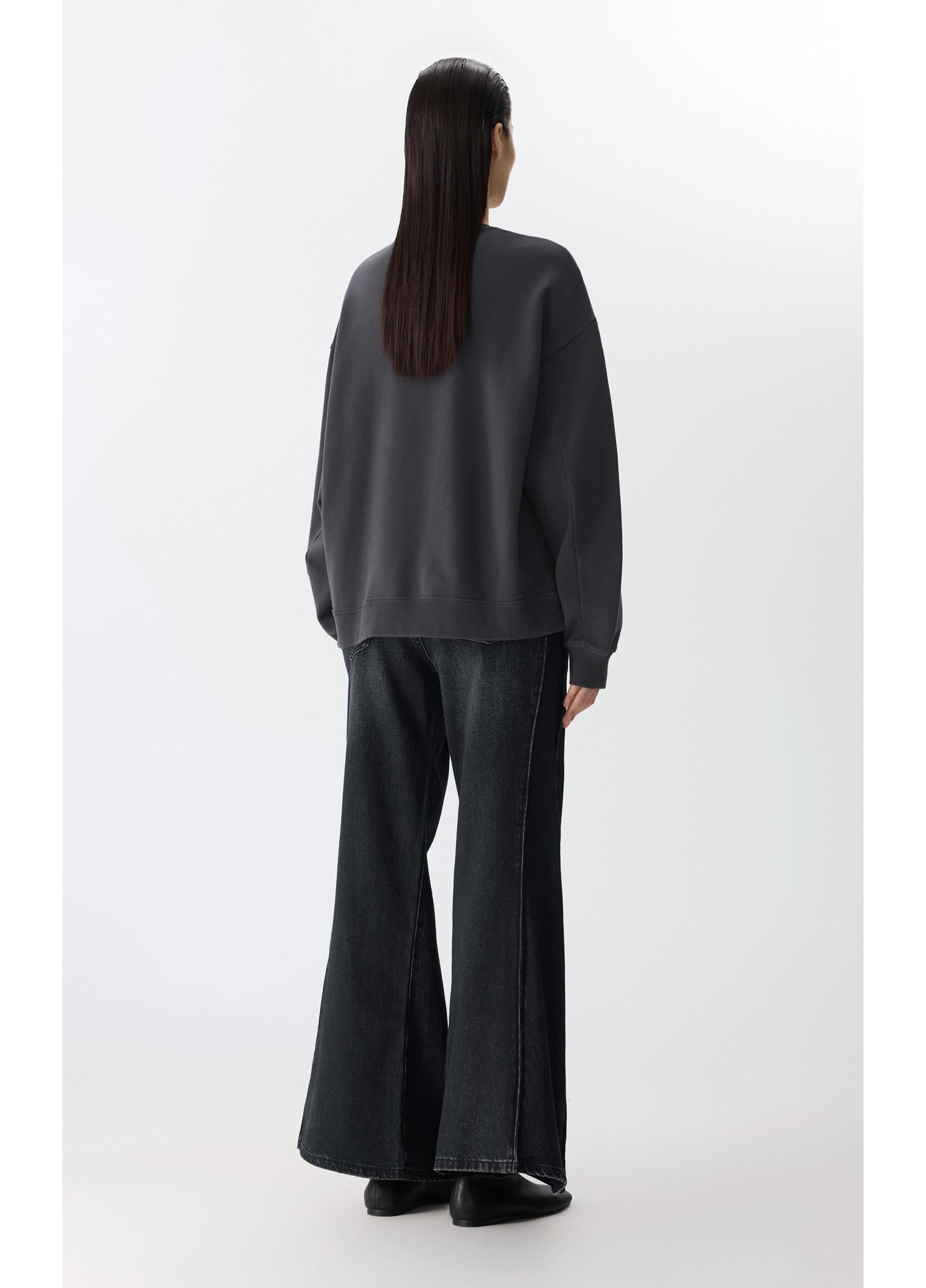 Felpa oversize in cotone con motivo di gatto giocoso