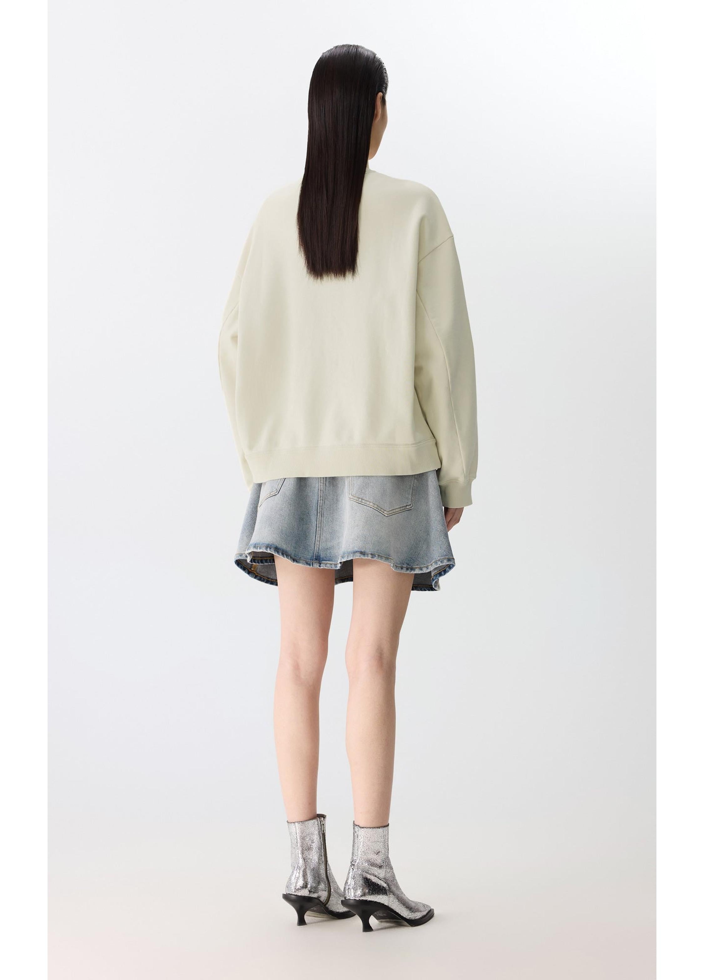 Felpa oversize in cotone con motivo di gatto giocoso