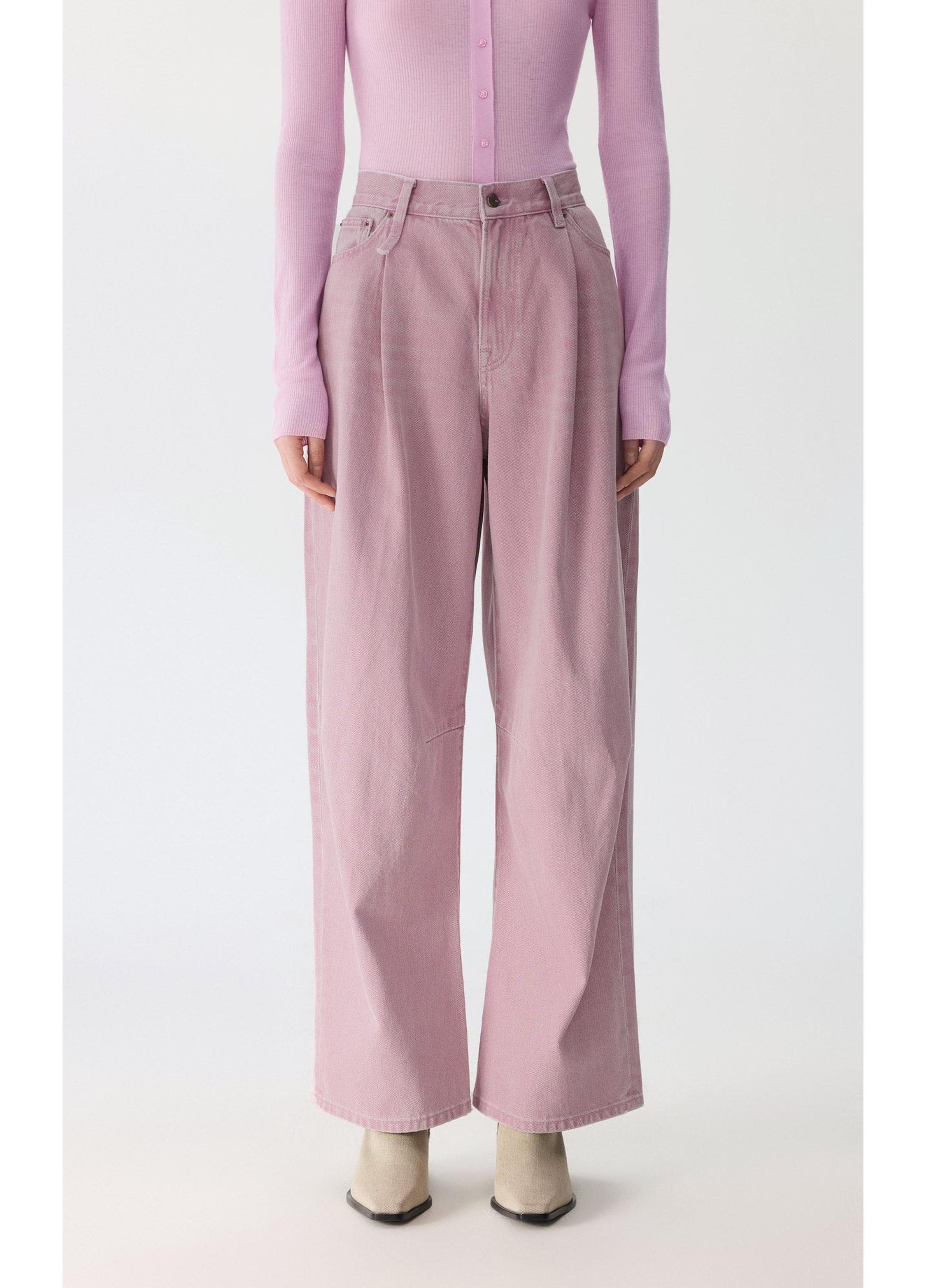 Jeans in denim a gamba dritta con risvolto