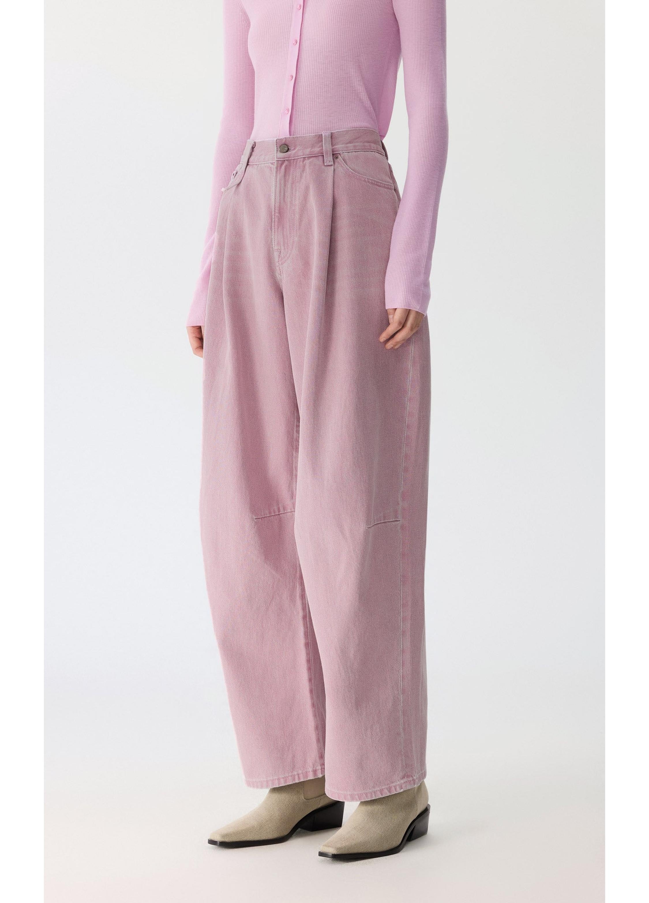 Jeans in denim a gamba dritta con risvolto