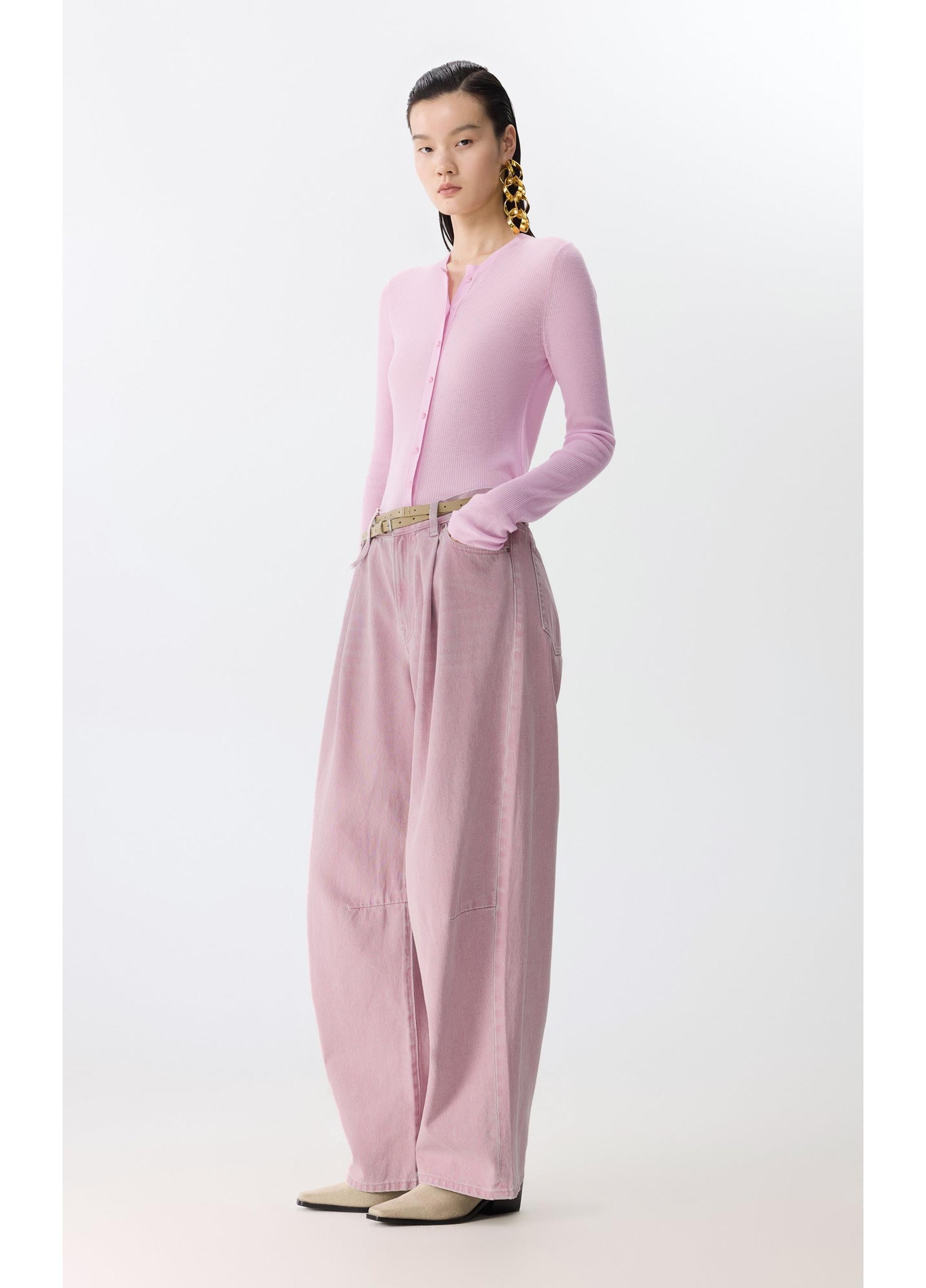 Jeans in denim a gamba dritta con risvolto