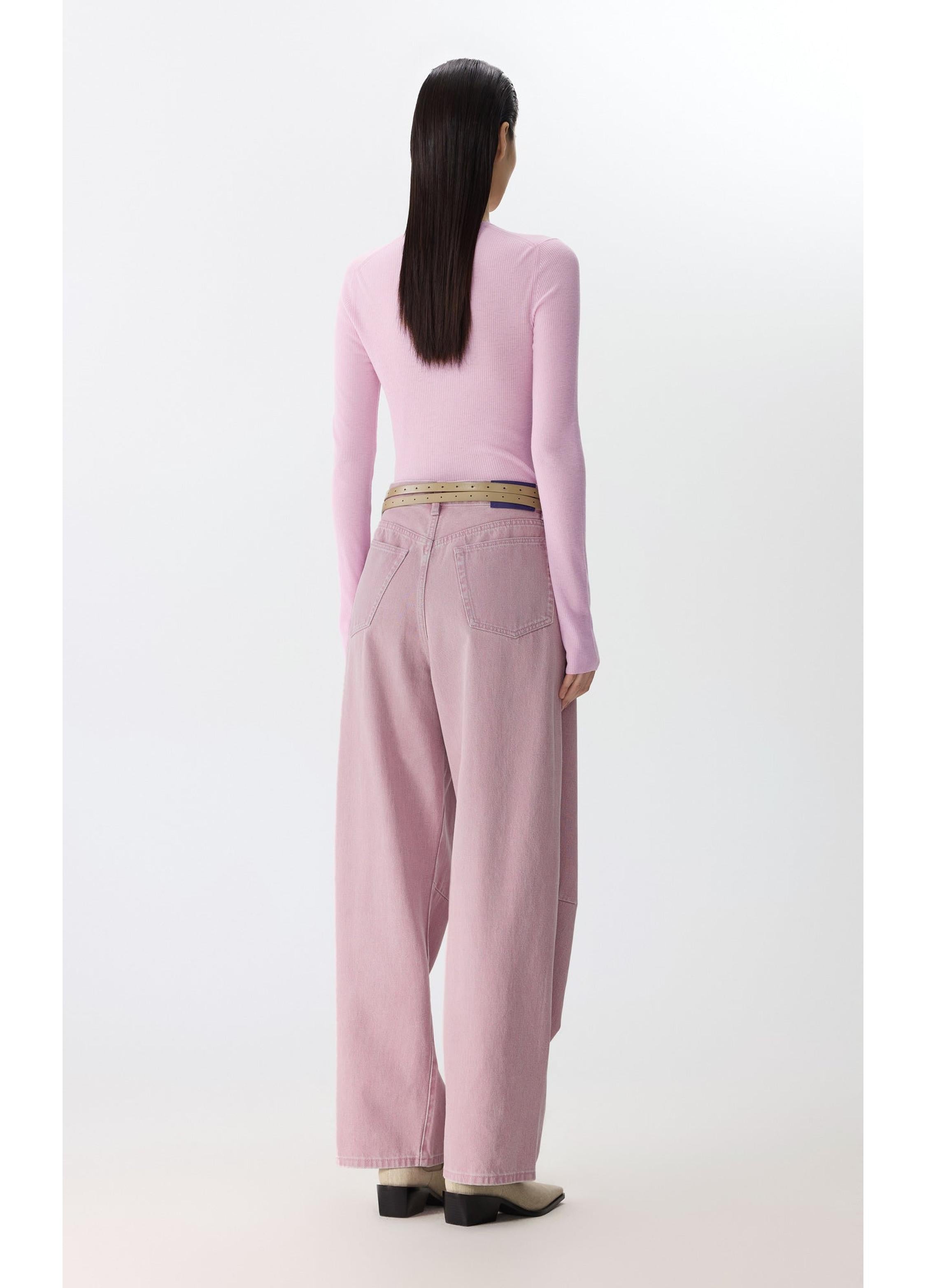 Jeans in denim a gamba dritta con risvolto