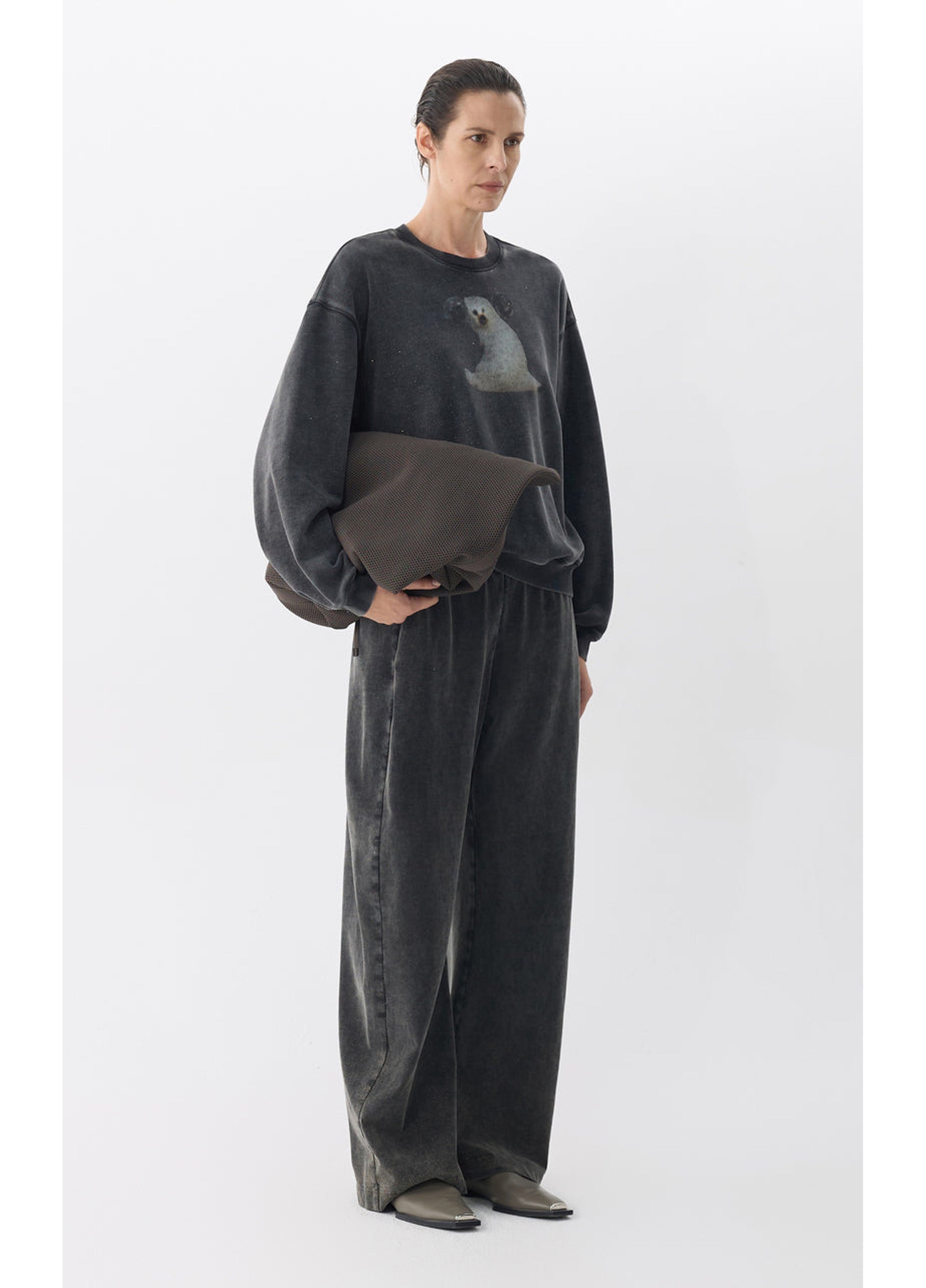 Felpa con cappuccio donna con motivo retrò di cane